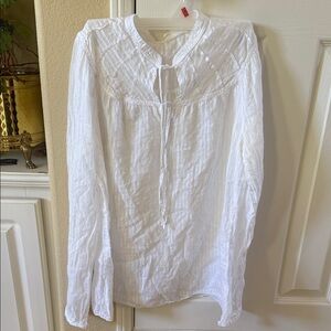 Elegant White Women's Top see through cotton peasant top southwest boho chic